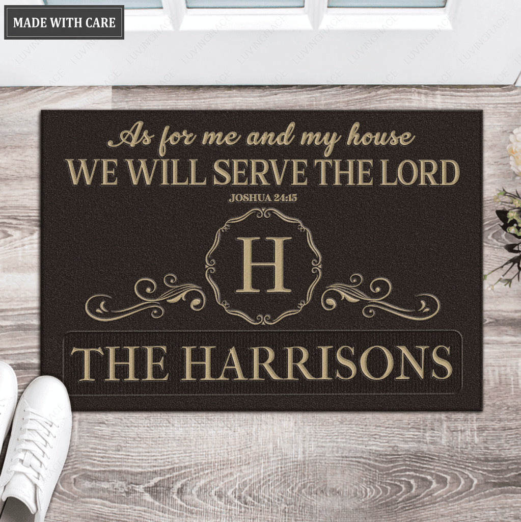 Luvingrace L182 Vintage Monogram Collection As For My House Personalized Doormat