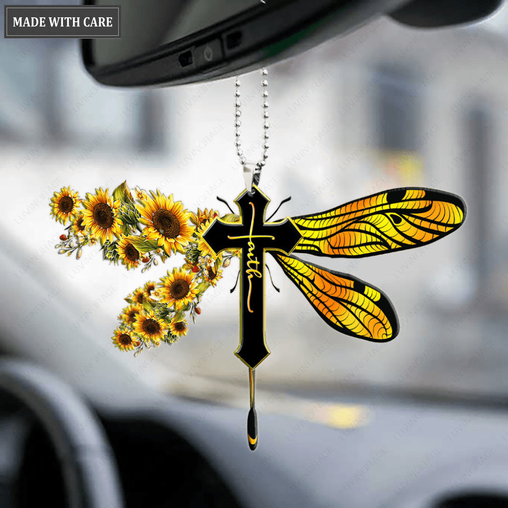 Sunflower Dragonfly Car Hanging Ornament