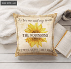Personalized Square Pillow Sunflower Serve The Lord