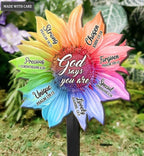 Rainbow Sunflower God Says You Are Plaque Stake