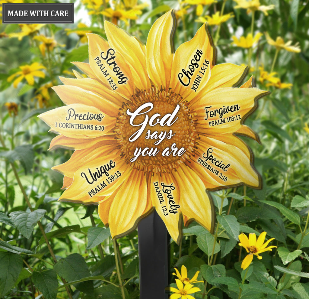 Sunflower God Says You Are Strong Plaque Stake