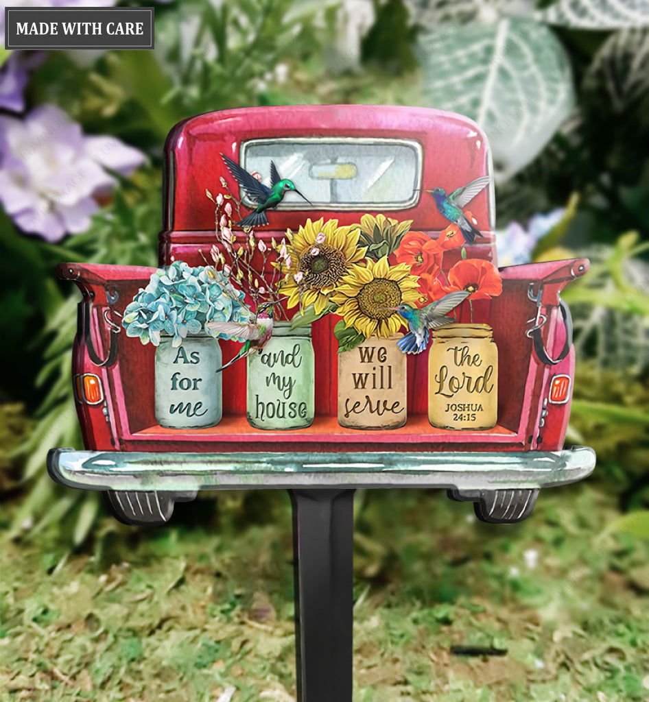 Sunflower Pots Truck Serve The Lord Plaque Stake