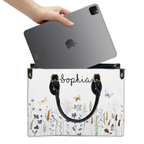 Wildflower Butterfly Custom Leather Handbag - Personalized Custom Leather Bag