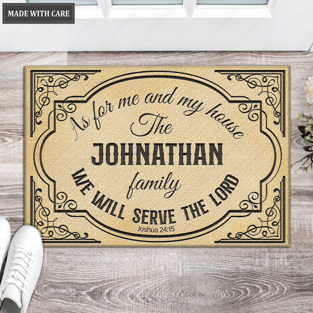 Personalized Classic VIntage Serve The Lord Doormat