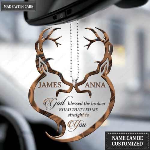 Antler Buck And Doe God Blessed Personalized Ornament