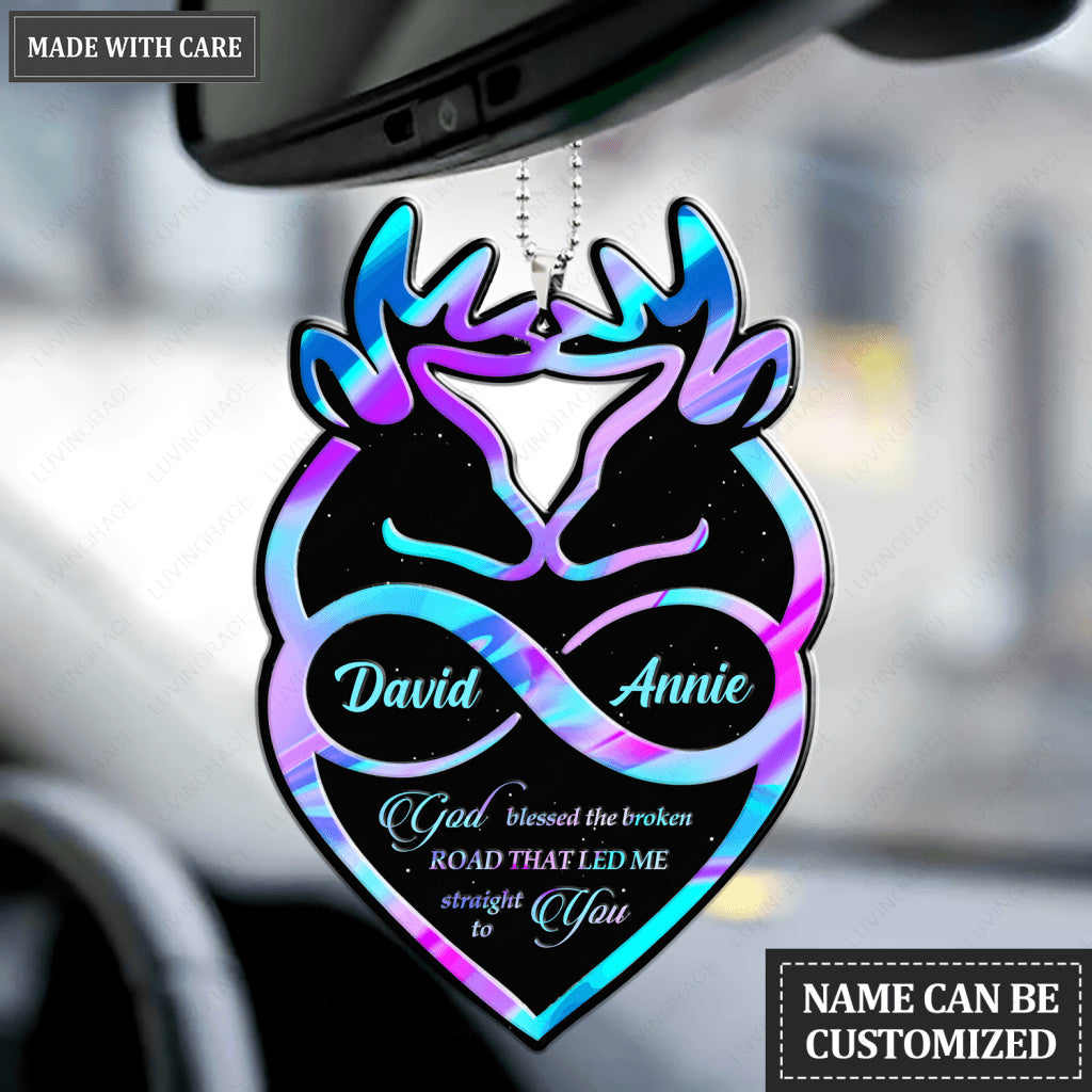 Hologram Deers Infinity Heart Personalized Ornament