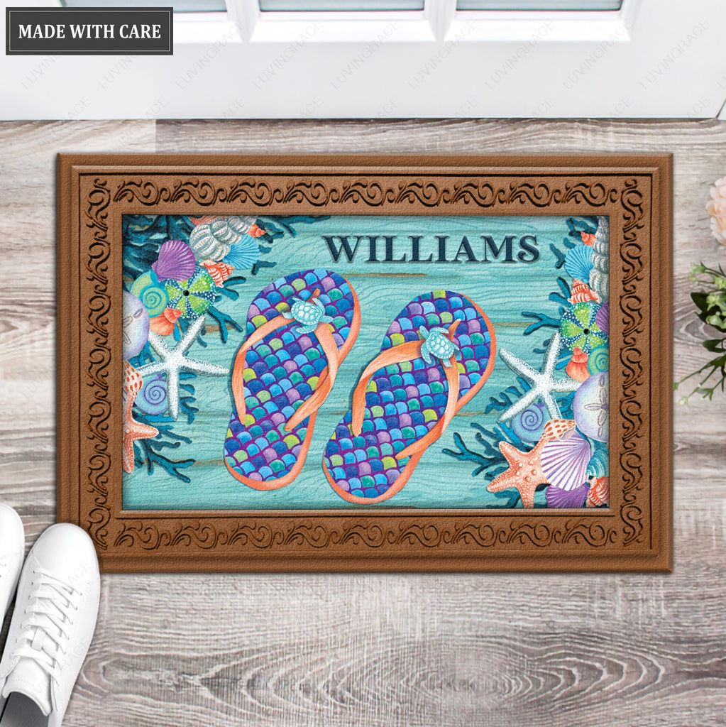 Enjoy Life Flip Flops Summer Personalized Doormat