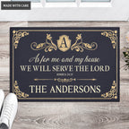Elegant Rustic Antique Frame Serve The Lord Personalized Doormat