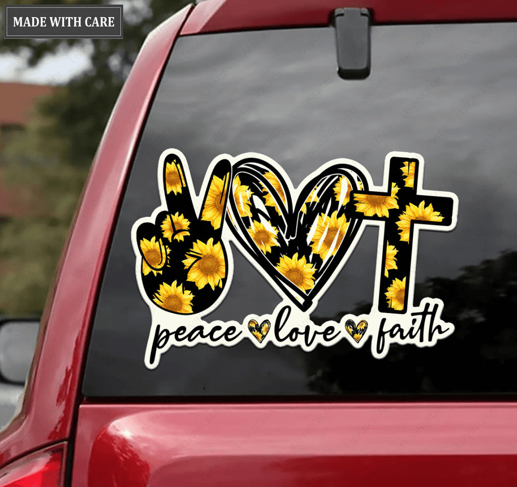 Peace Love Faith Sticker Car
