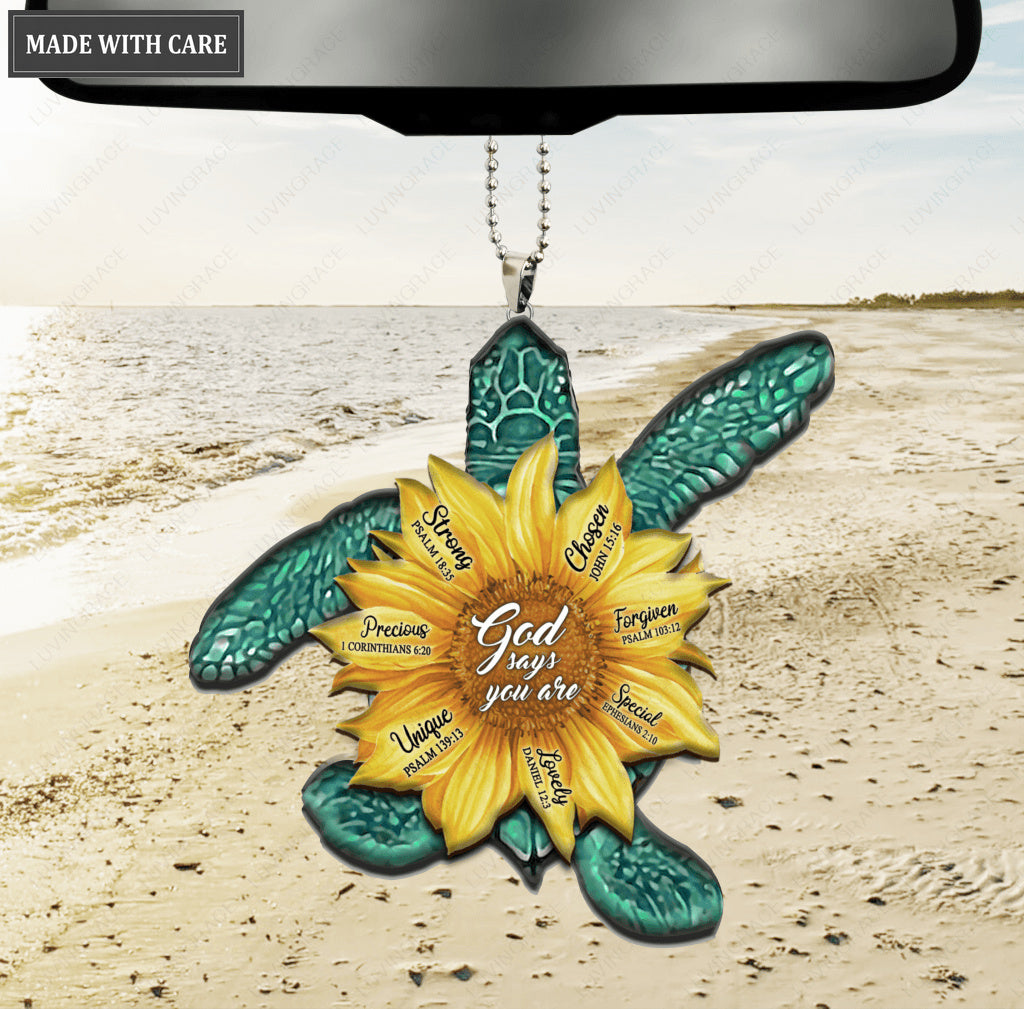 Turtle Sunflower God Says You Are Ornament