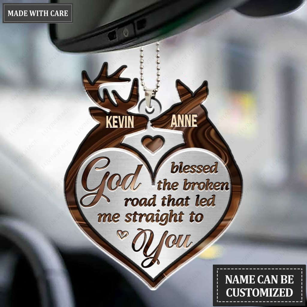 Luvingrace M38 Deer Couple God Blessed Personalized Ornament