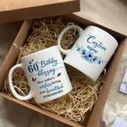 Blue Flower Butterfly 60th Birthday Blessing Today's Wishes Bring You Beautiful Custom Gifts Mug - Personalized Mug