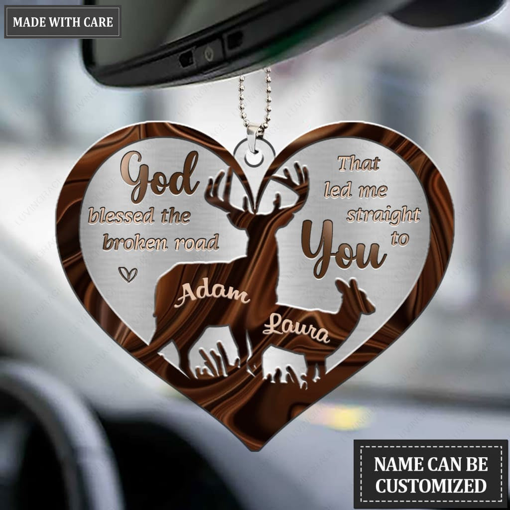 Luvingrace M44 Deer Couple God Blessed Personalized Ornament