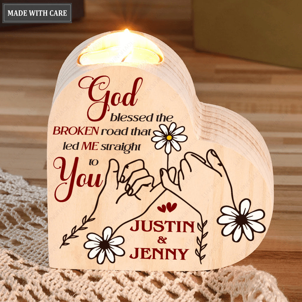 Daisy Couple Hand God Blessed Personalized Candle Holder