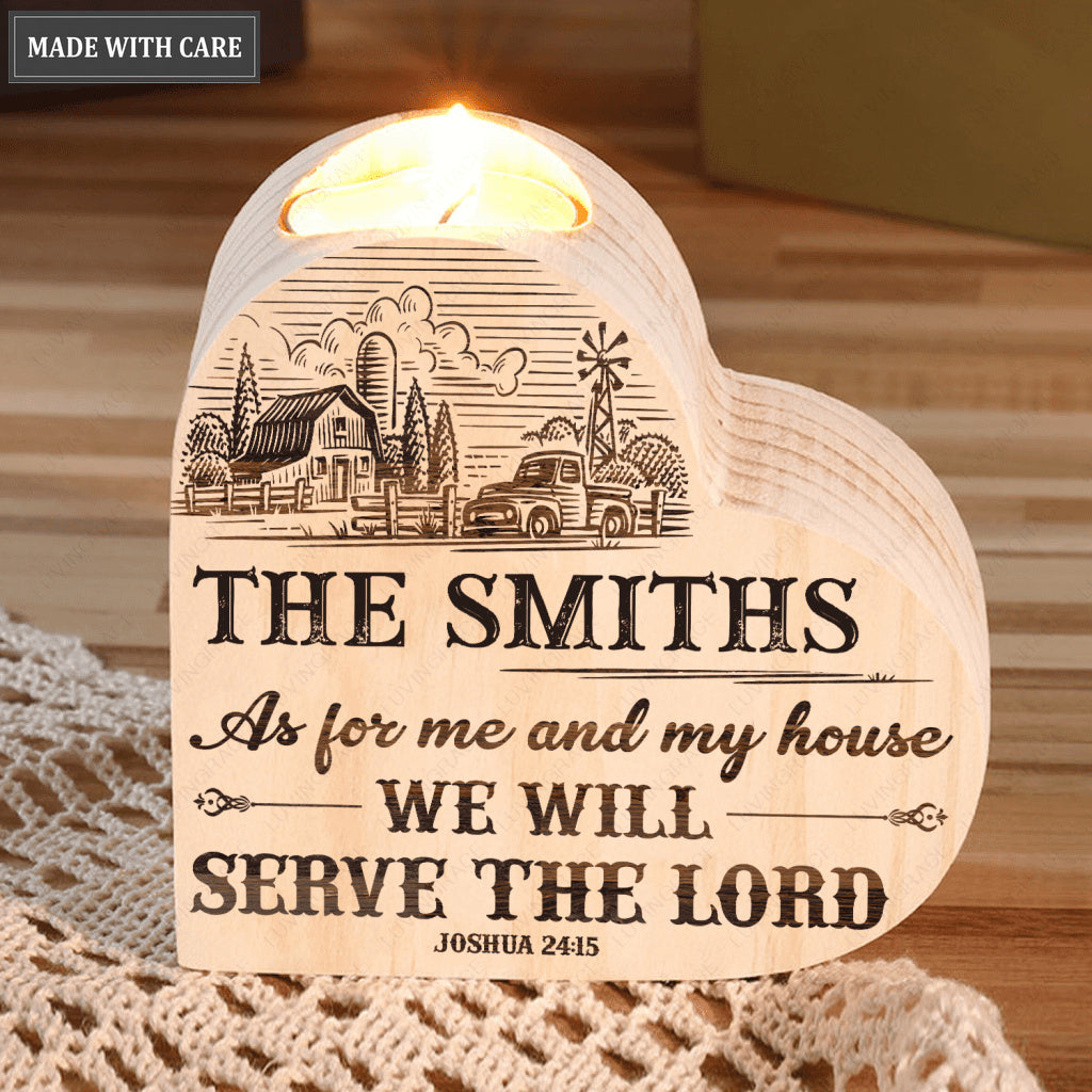 Vintage Farmhouse With Windmind As For Me And My House Personalized Candle Holder
