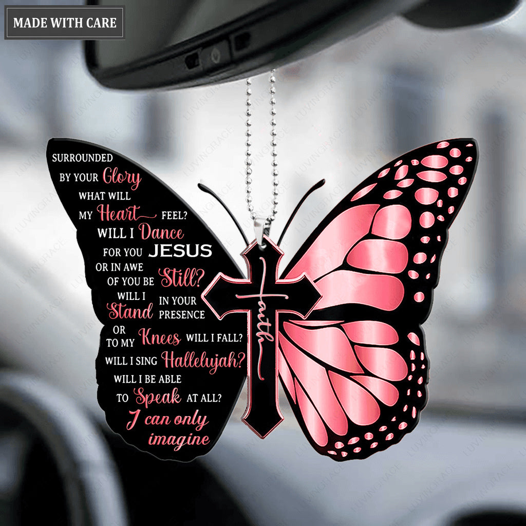 Pink Butterfly Surrounded By The Glory Car Hanging Ornament