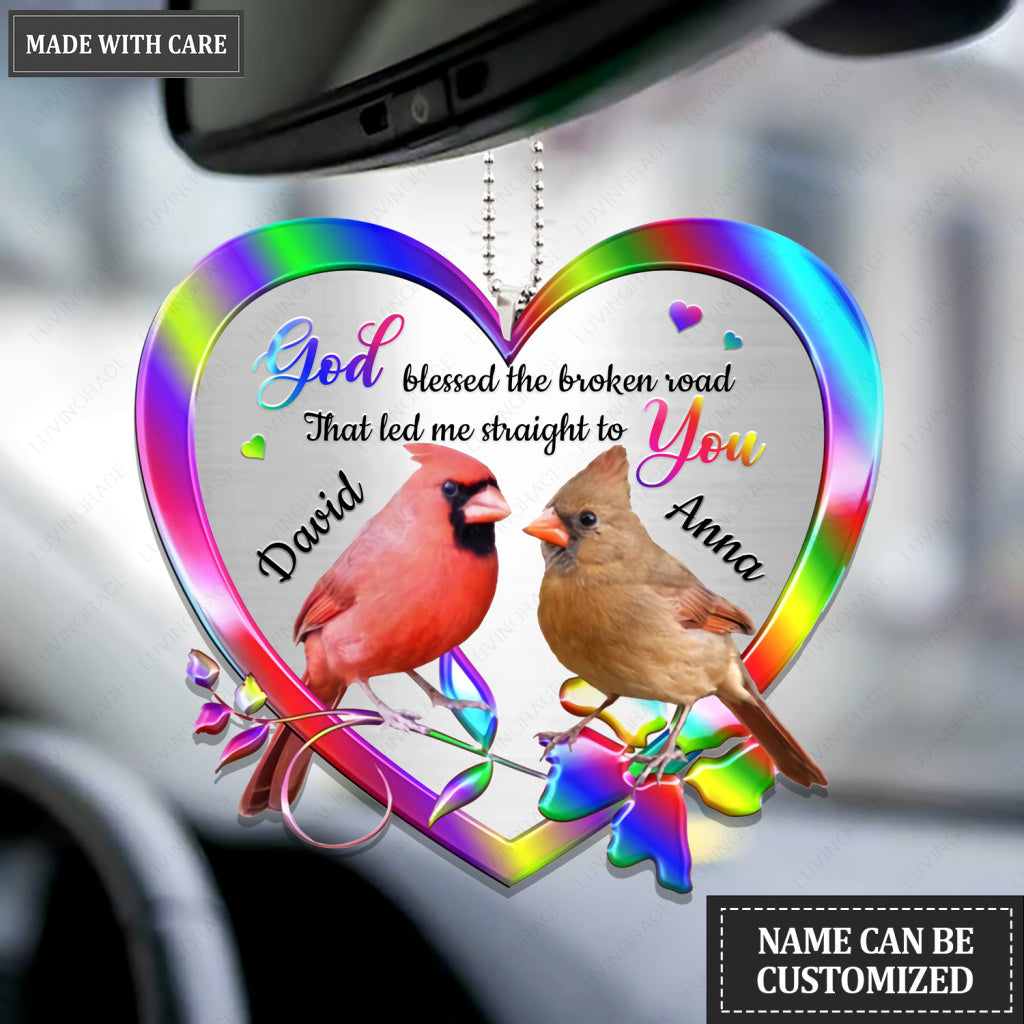 Cardinal Couple God Blessed Personalized Ornament