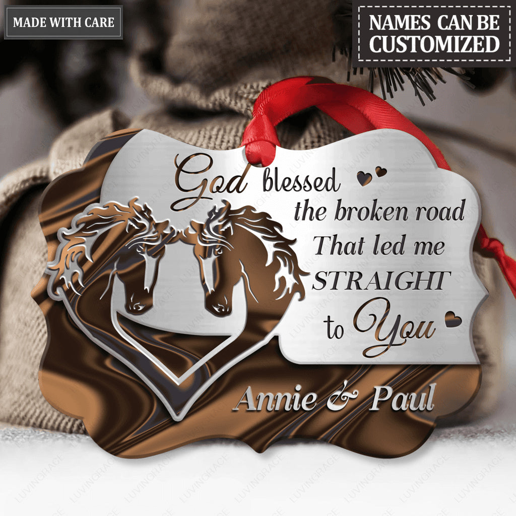 Couple Horse God Blessed Personalized Aluminum Ornament