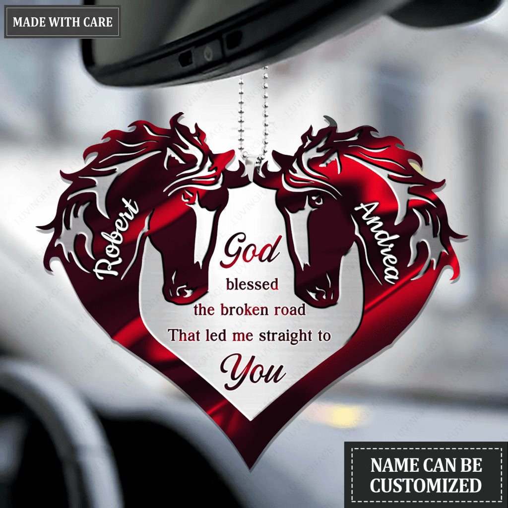 Hologram Couple Horse Heart God Blessed Personalized Ornament