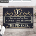 Personalized Monogram Antique Vintage Style Luxury Serve The Lord Doormat