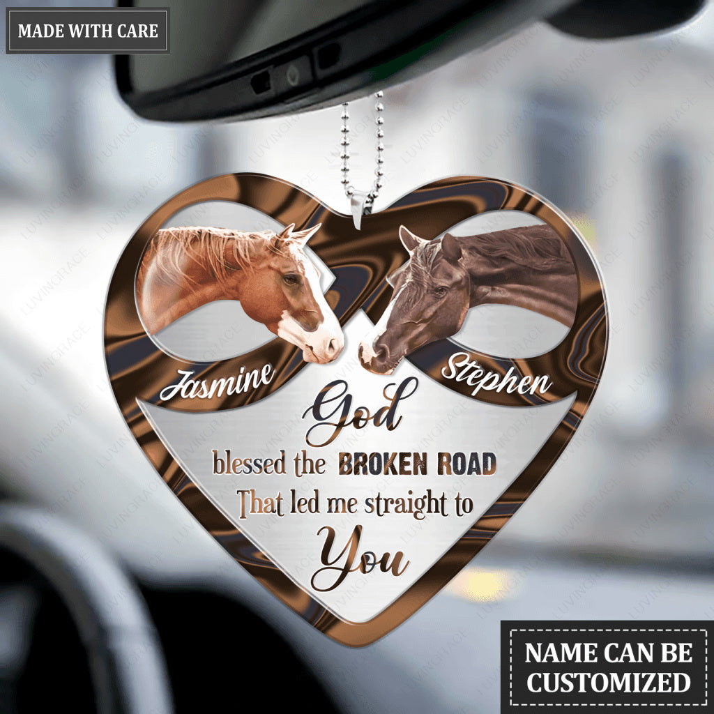 Beautiful Horses With Infinity Heart Personalized Ornament