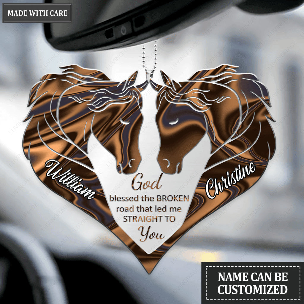 Horses Couple Love God Blessed Personalized Ornament