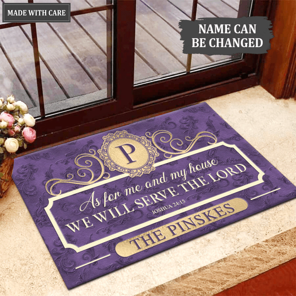 Personalized Gorgeous Purple Serve The Lord Doormat