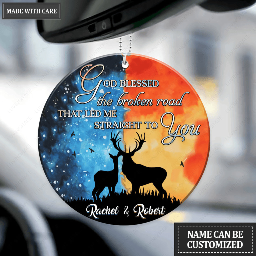 Water And Fire Deer Couple God Blessed Personalized Ornament