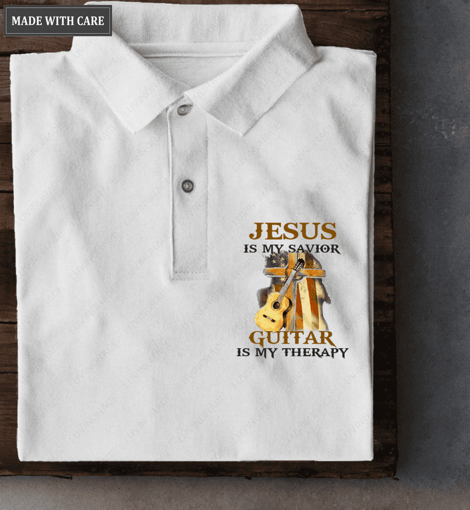 Jesus And Guitar Are My Therapy Polo Shirt