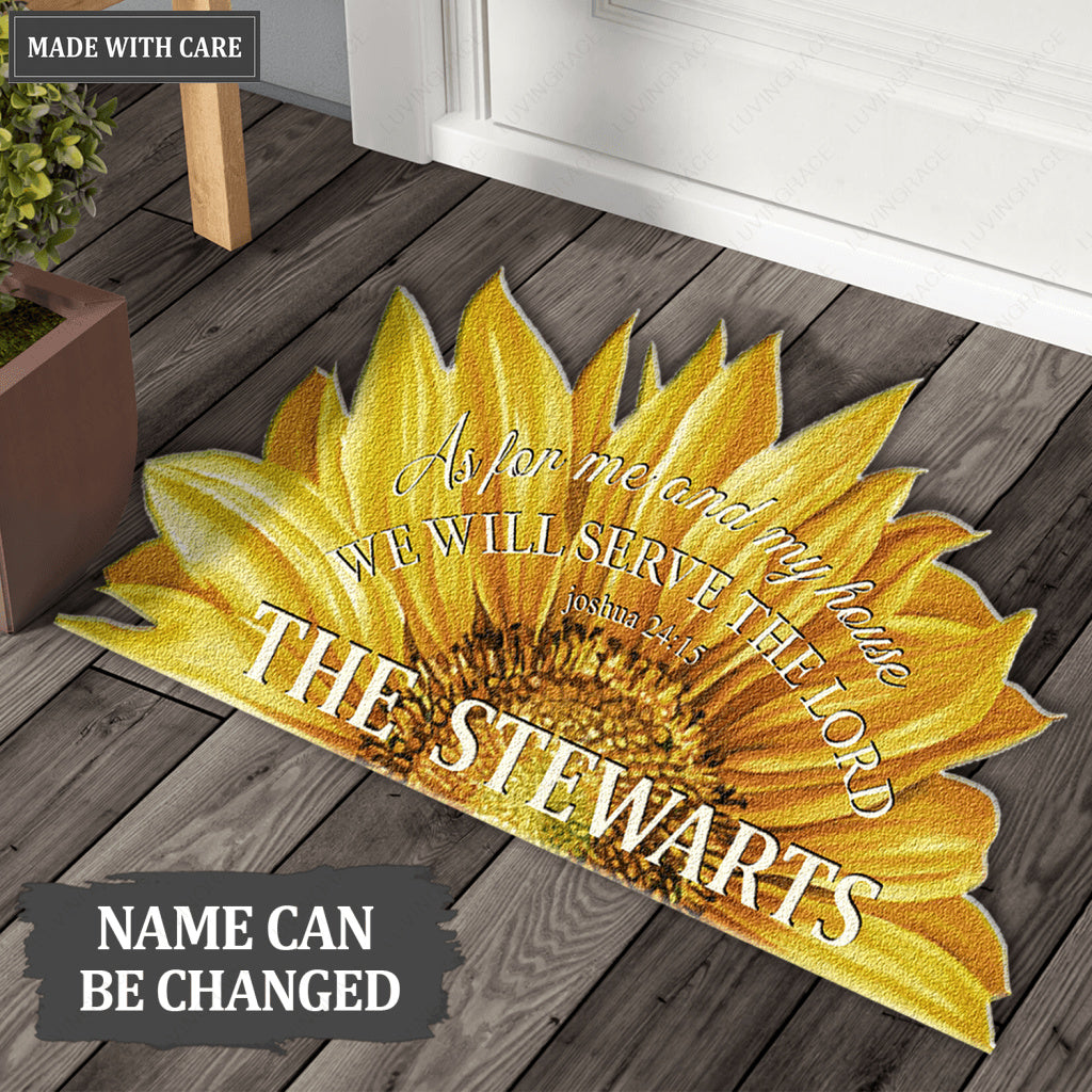 Sunflower Serve The Lord Personalized Doormat