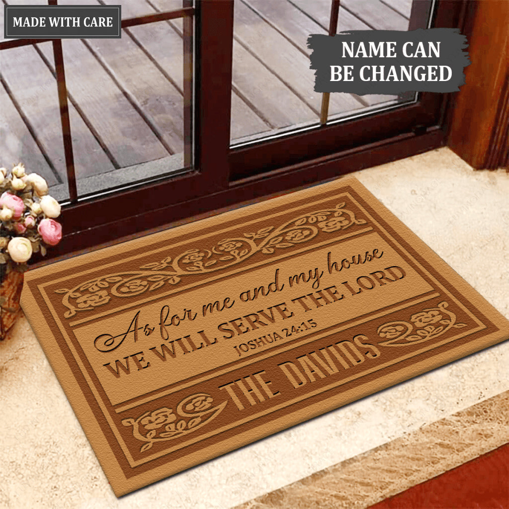 Welcome Serve The Lord Personalized Doormat