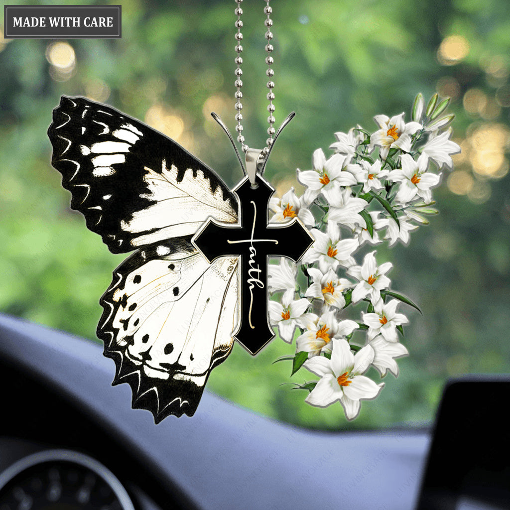 Lily Butterfly Cross Ornament