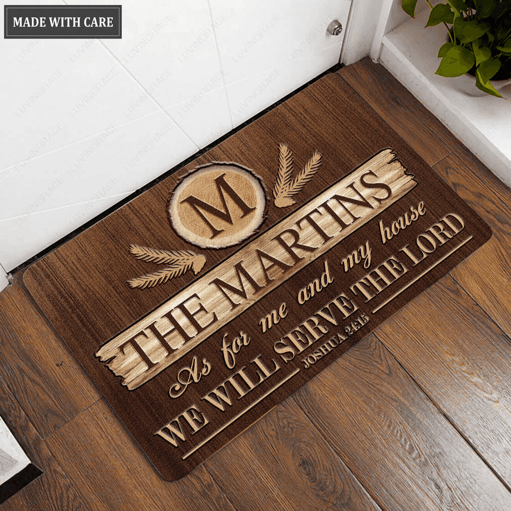 Luvingrace L205 Vintage Wood Monogram Collection As For My House Personalized Doormat