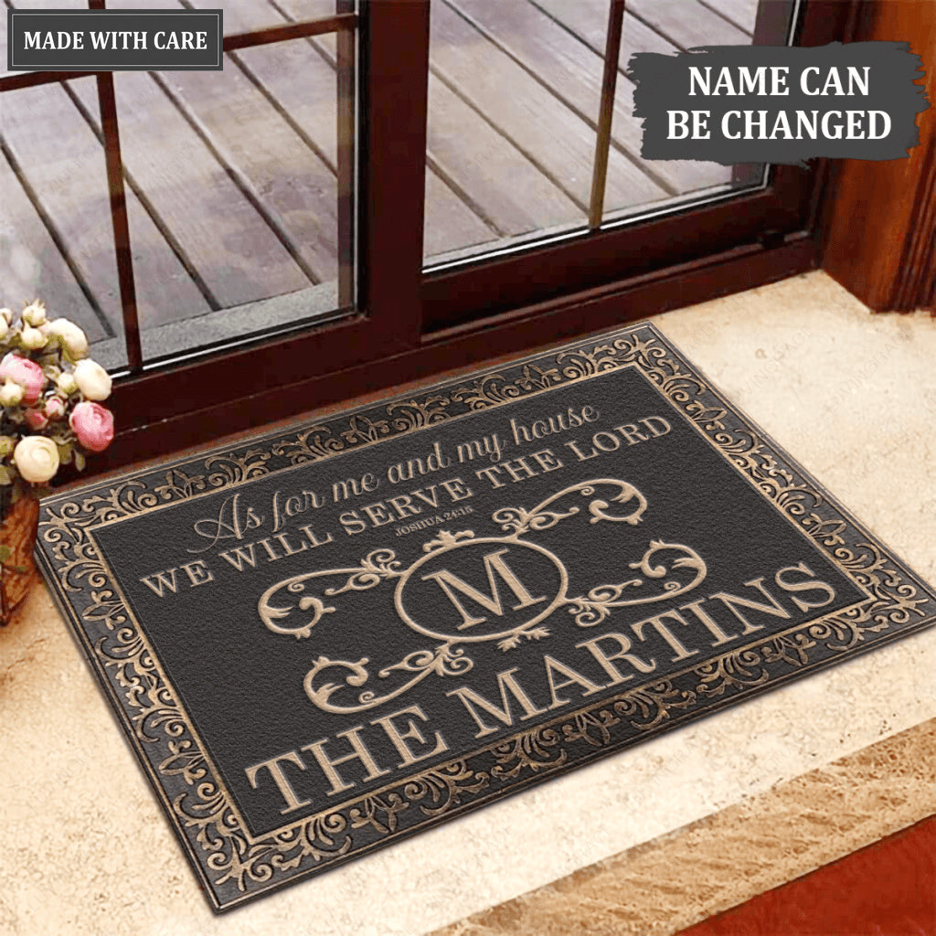 Luvingrace L210 Vintage Monogram Collection As For My House Personalized Doormat