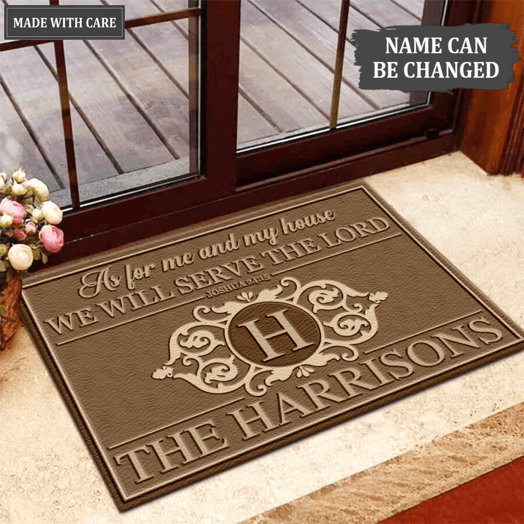 Luvingrace L215 Elegant Vintage Monogram Collection As For My House Personalized Doormat