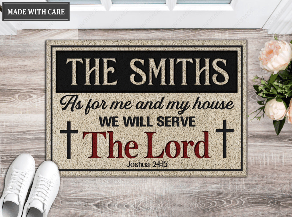 Personalized As For Me And My House Vintage Doormat
