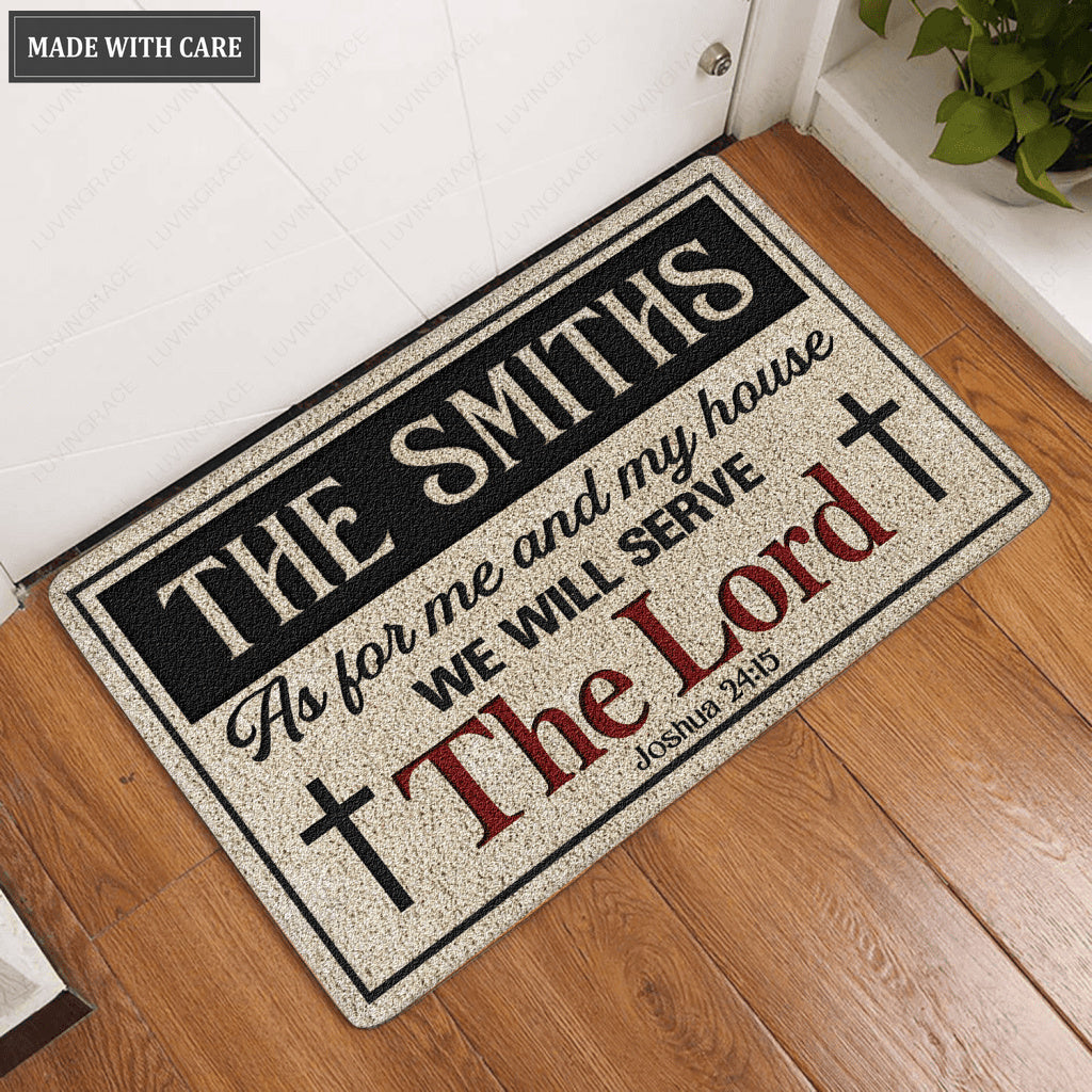 Personalized As For Me And My House Vintage Doormat