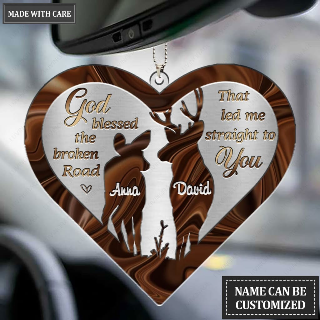 Luvingrace M55 Deer Couple God Blessed Personalized Ornament
