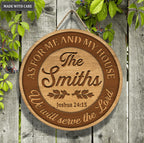 Personalized Family Serve The Lord Wood Circle Sign