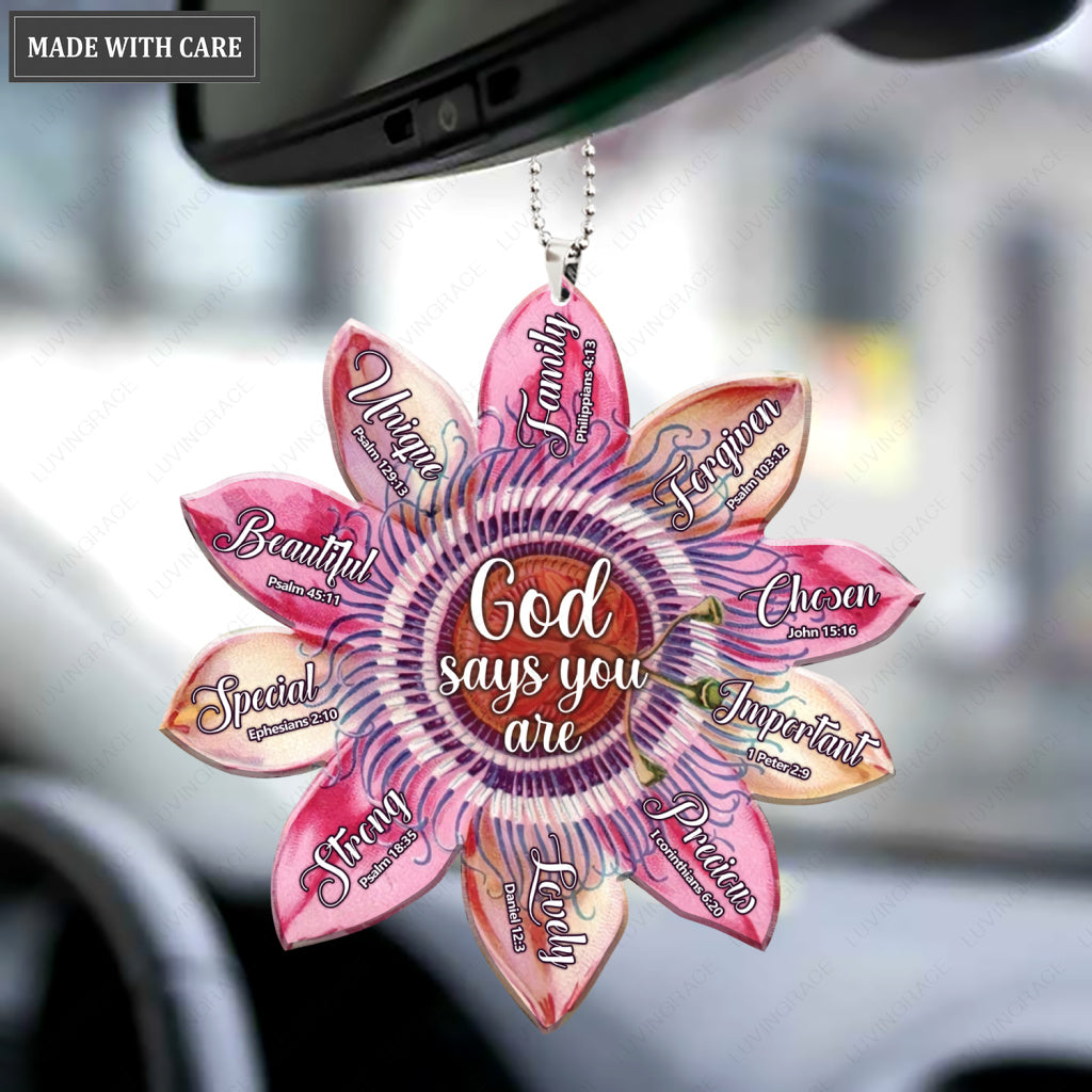 Pink Passion Flower God Says Ornament