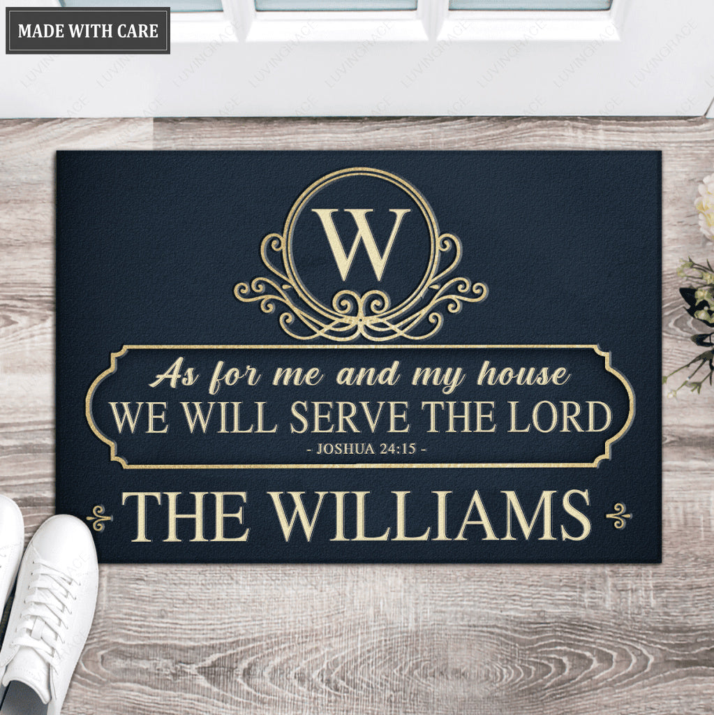 Luvingrace L187 Vintage Monogram Collection As For My House Personalized Doormat