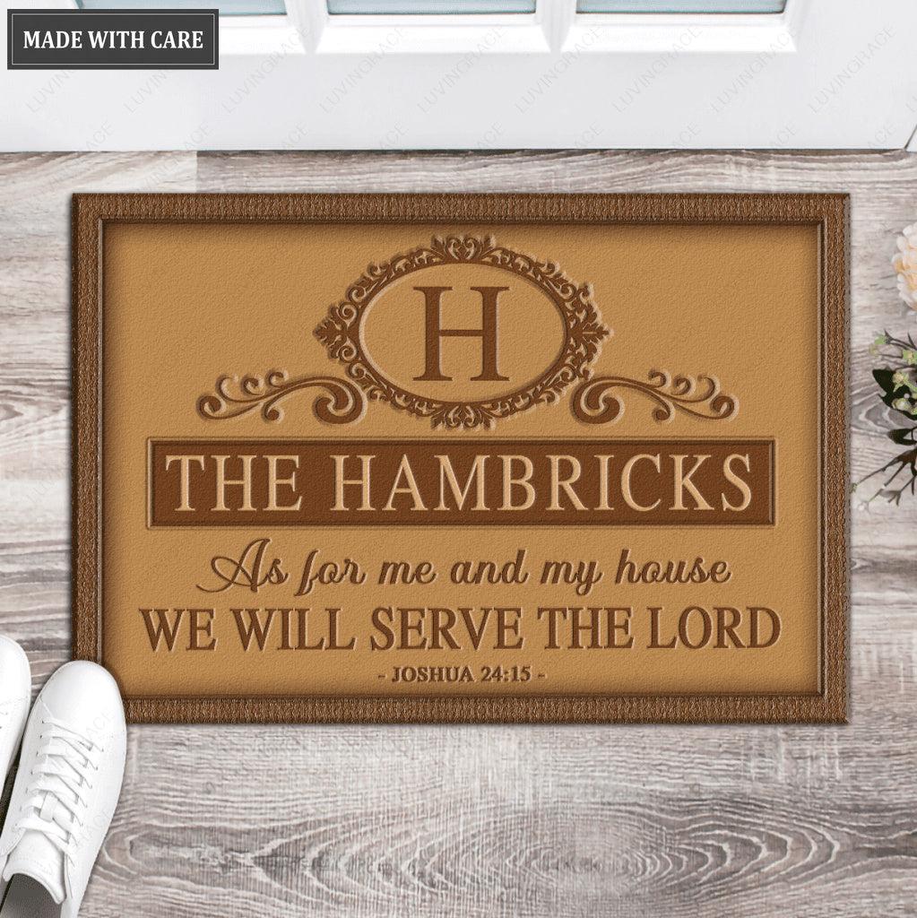 Luvingrace L188 Vintage Monogram Collection As For My House Personalized Doormat