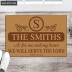 Printfamily L190 Vintage Monogram Collection As For My House Personalized Doormat