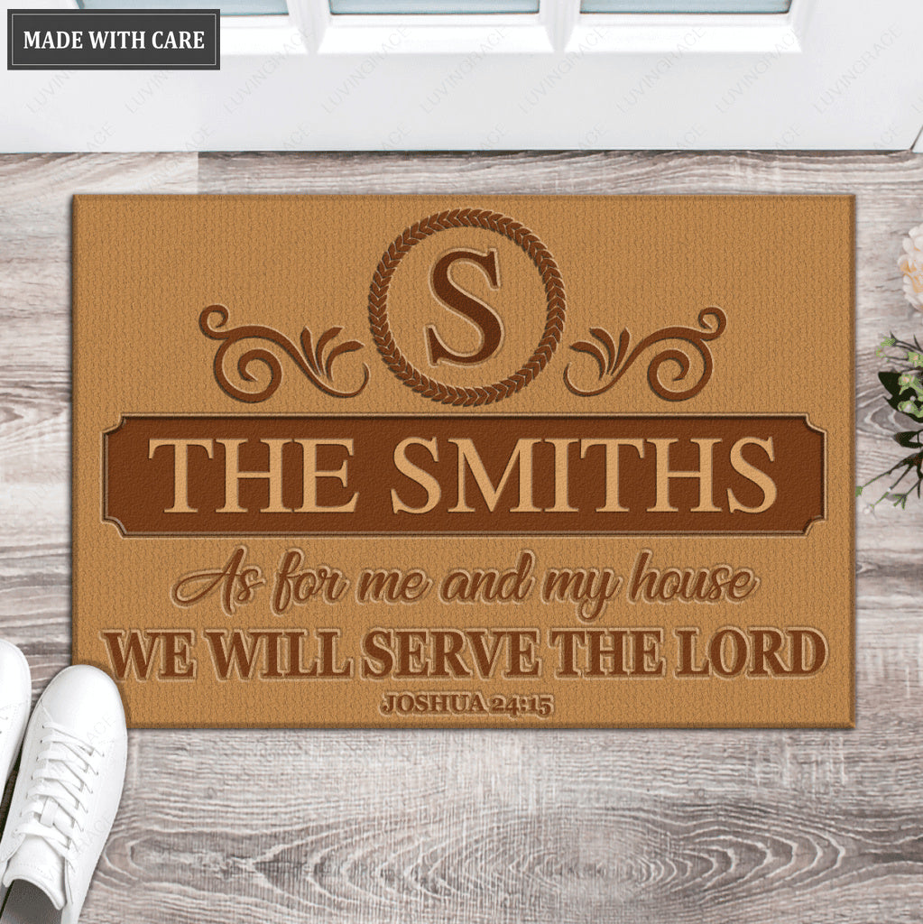 Luvingrace L190 Vintage Monogram Collection As For My House Personalized Doormat