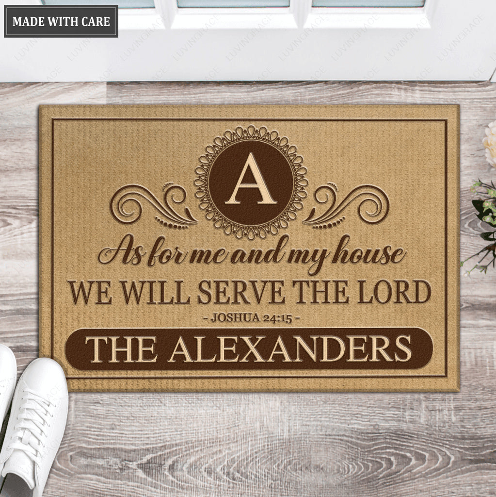 Luvingrace L191 Vintage Monogram Collection As For My House Personalized Doormat