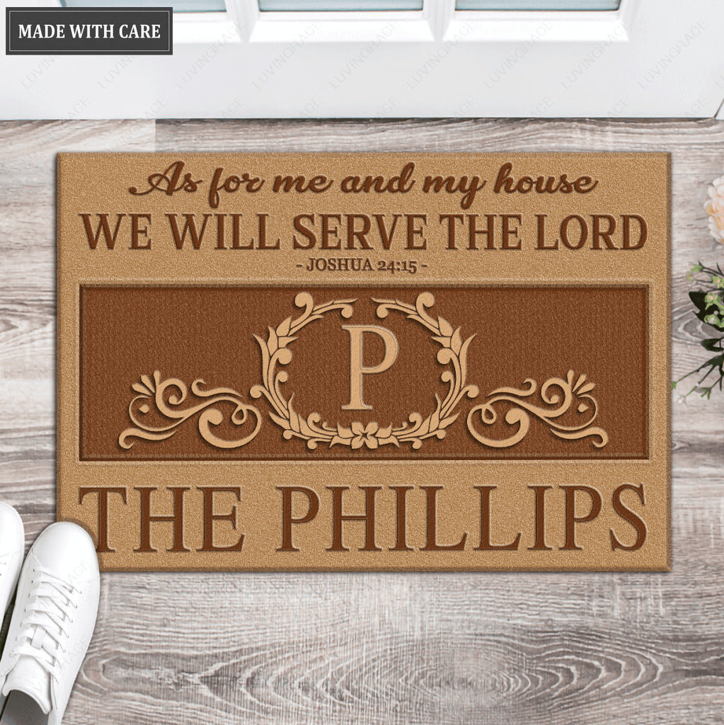 Luvingrace L192 Vintage Monogram Collection As For My House Personalized Doormat