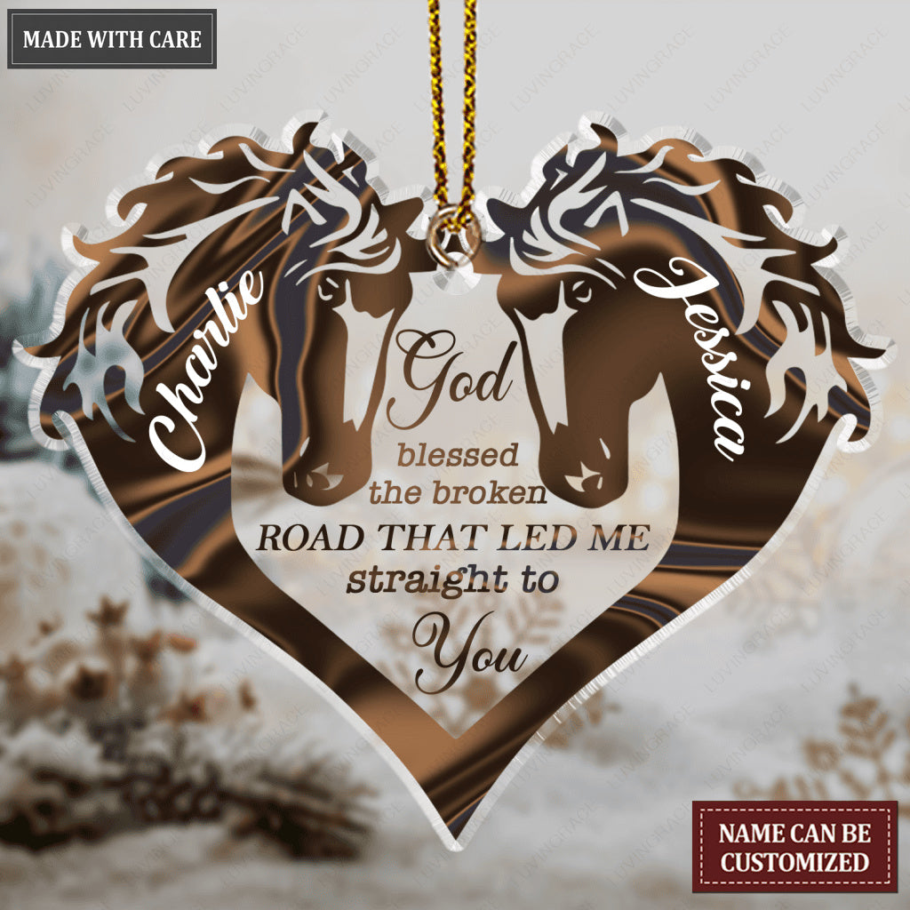 Hologram Horse Couple God Blessed Personalized Transparent Ornament