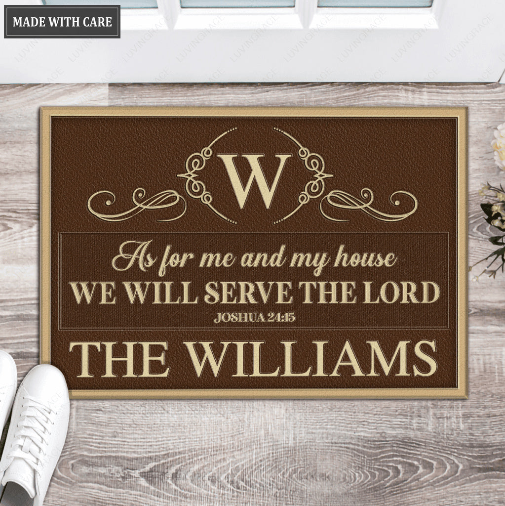 Luvingrace L193 Vintage Monogram Collection As For My House Personalized Doormat