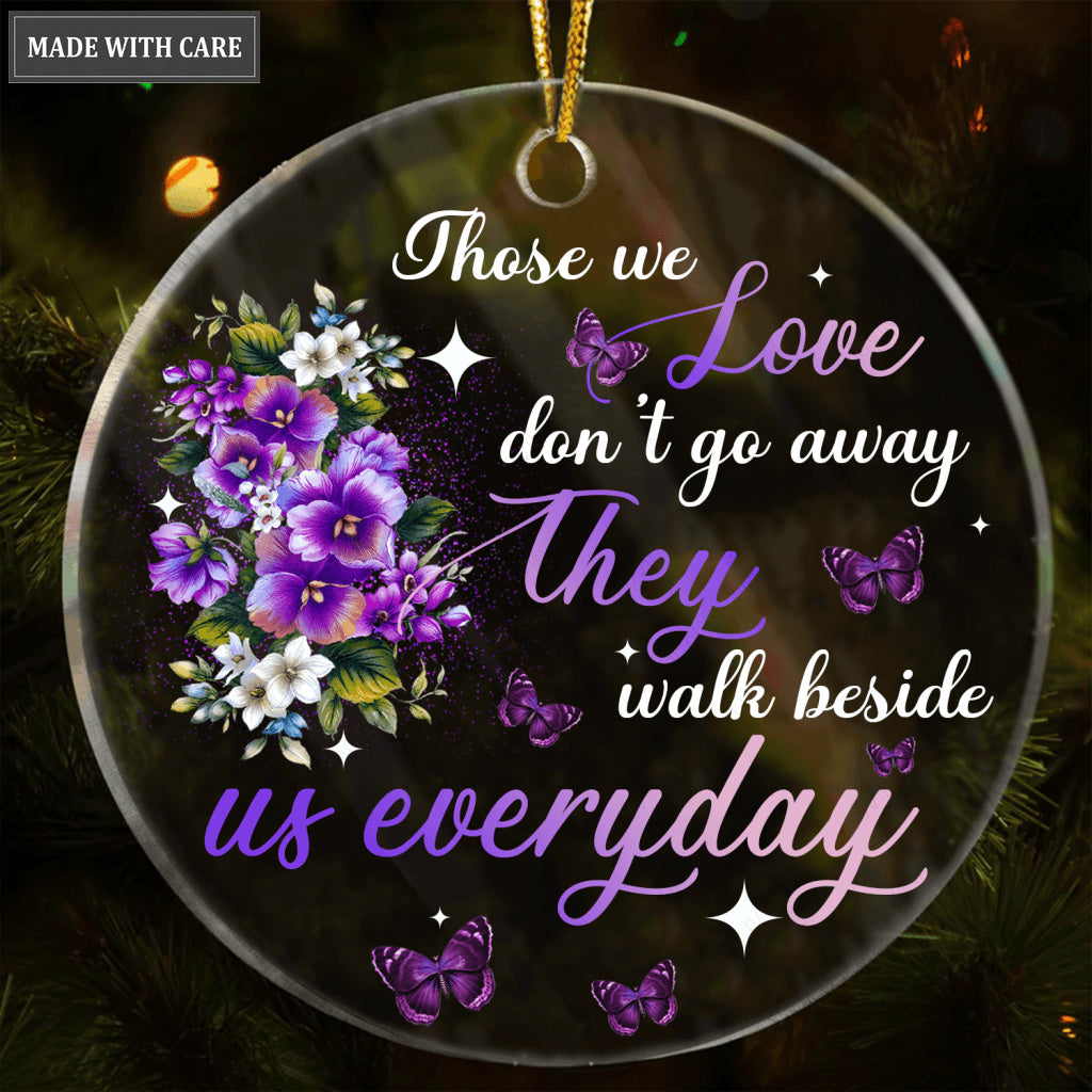 Purple Flower Butterfly Those We Love Don't Go Away Transparent Ornament