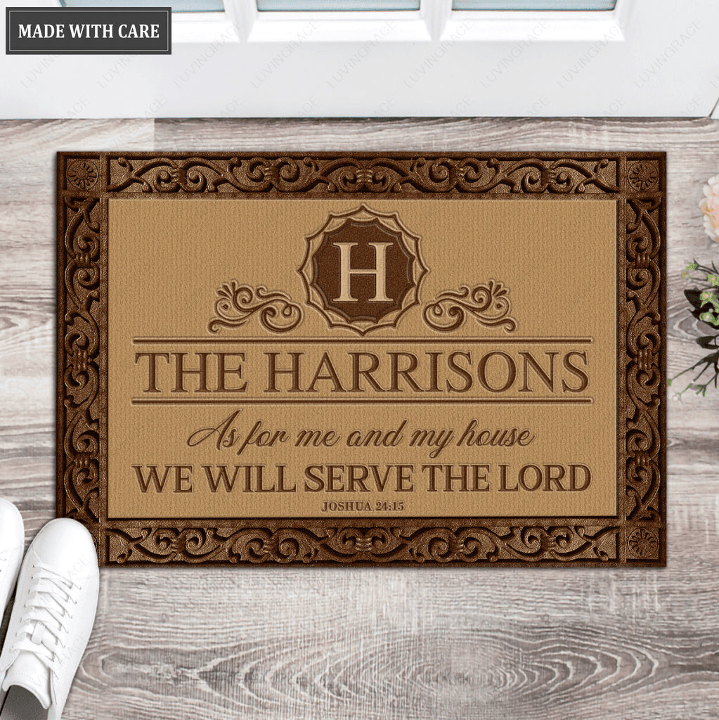 Luvingrace L195 Vintage Monogram Collection As For My House Personalized Doormat